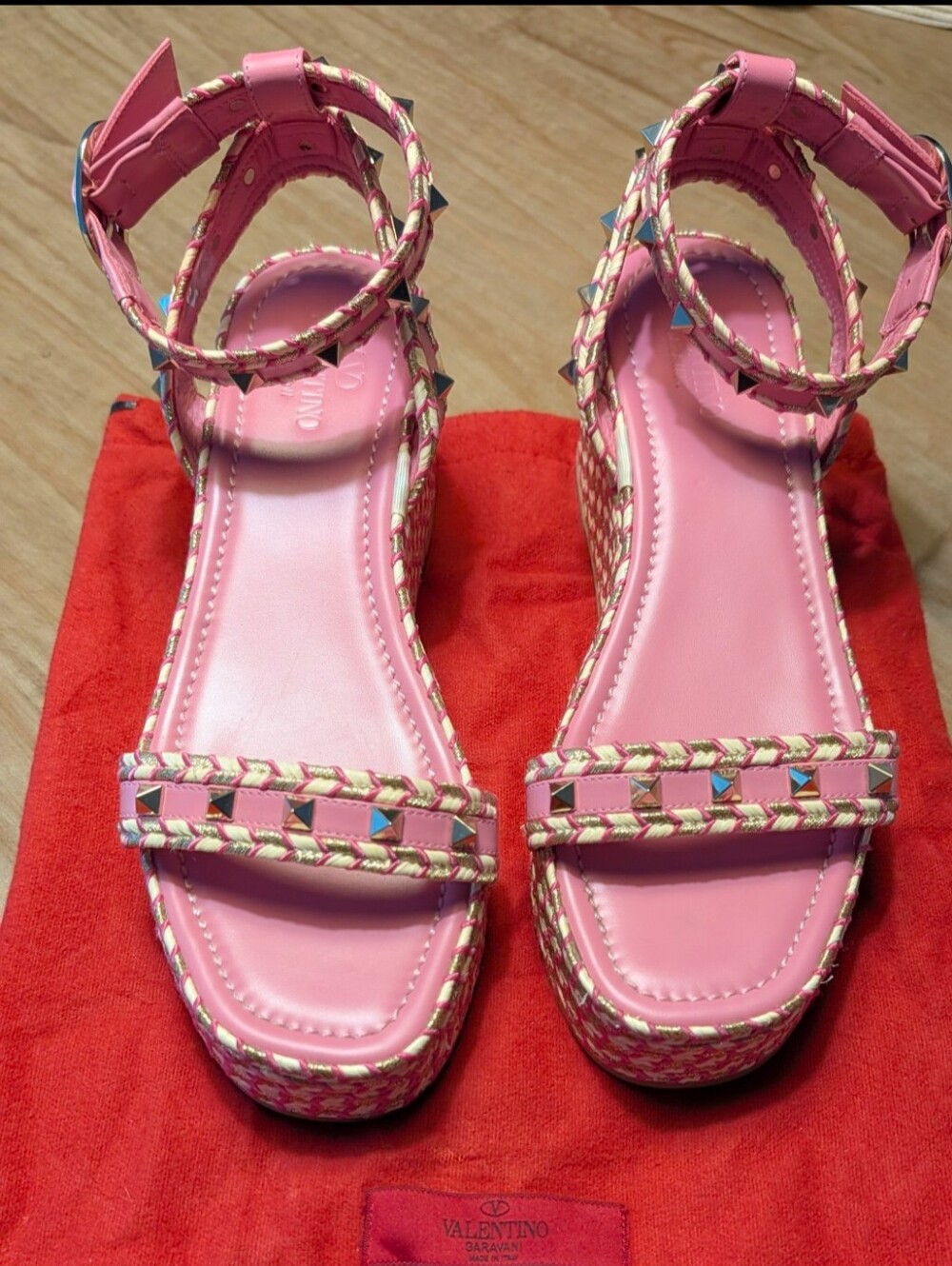 Valentino Garavani Pink Studded Ankle-Strap Sandals